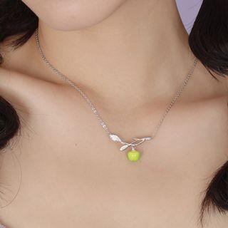 Apple Necklace Green & Silver - One Size