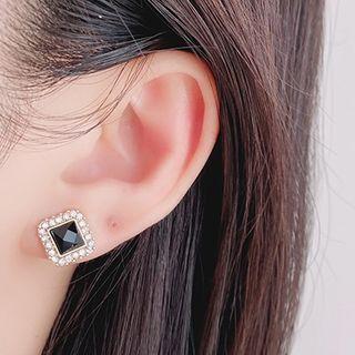 Square Rhinestone Earring 1 Pair - Clip On Earring - One Size