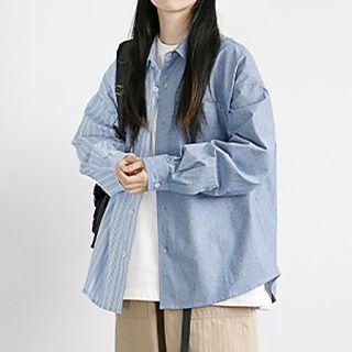 Long Sleeve Pinstripe Panel Shirt