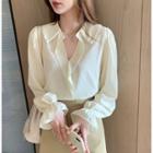 Flared-cuff Puff-sleeve Shirt