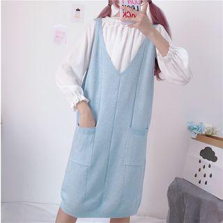Frilled Blouse / Sleeveless Knit Dress