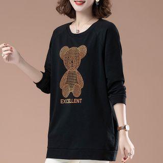 Short-sleeve Rhinestone Bear T-shirt