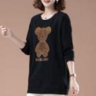 Short-sleeve Rhinestone Bear T-shirt