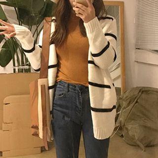 Plain Mock Neck Long Sleeve Knit T-shirt