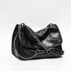 Genuine Leather Crossbody Bag Black - One Size