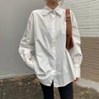 Lace Trim Long Sleeve Button-up Shirt