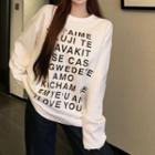 Long-sleeve Lettering T-shirt / Straight-leg Pants