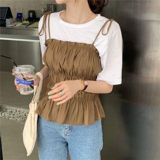 Ruffle Trim Camisole Top Coffee - One Size