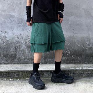 Mock Two-piece Knee-length Shorts