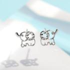 925 Sterling Silver Elephant Stud Earring Silver Stud - 1 Pair - Silver - One Size