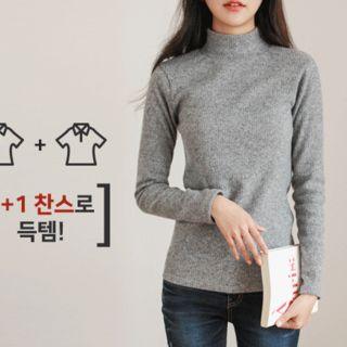 Set Of 2: Mock-neck Knit Top
