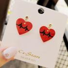 Heart Earring 1 Pair - A11 - 103 - Watermelon Red - One Size