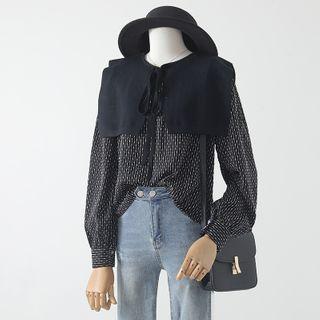 Shawl Collar Patterned Blouse