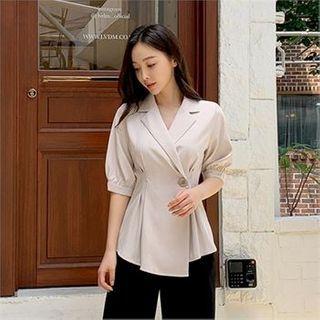 Notch-lapel Peplum Blouse