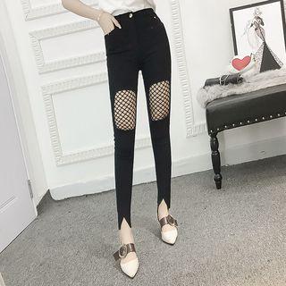 Fishnet Panel Skinny Pants