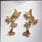 Butterfly Resin Dangle Earring 1 Pair - S925 Silver Needle - Earring - Butterfly - Gold - One Size