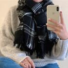 Plaid Scarf A475black - One Size