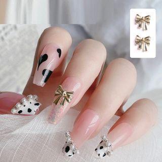 Bow Alloy Nail Art Decoration N555 - Silver Bow - White - One Size