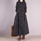 Collared Floral Print Single-breasted Maxi Coat