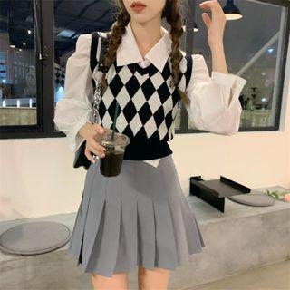 Argyle Sweater Vest / Cardigan / Plain Shirt