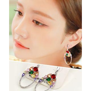 Pav  Oval Dangle Earrings