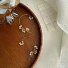 Faux Pearl Floral Hook Earring With Box - 1 Pair - White & Gold - One Size