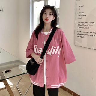 Elbow-sleeve Embroidered Baseball Jacket