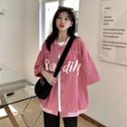 Elbow-sleeve Embroidered Baseball Jacket