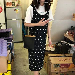 Polka Dot Chiffon Pinafore Dress