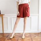 Band-waist Pintuck-front Shorts (l~xxl)