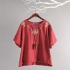 Short-sleeve Embroidered T-shirt Top