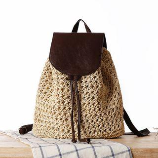 Drawstring Woven Backpack