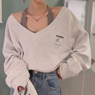 Set: Applique Sweatshirt + Halter Top