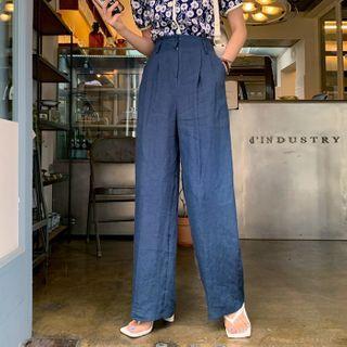 High-waist Wide-leg Ramie Pants