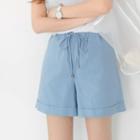 Plus Size Drawstring Turnup-hem Shorts