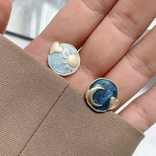 Heart Moon & Sun Asymmetrical Alloy Earring