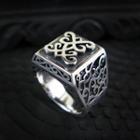 Engraved Wide Sterling Silver Ring