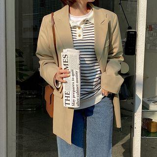 Plus Size Peaked-lapel Single-breasted Blazer