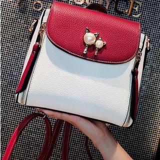 Faux Leather Cat Accent Shoulder Bag