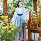 Set: Long-sleeve Hanfu Top + Maxi Skirt
