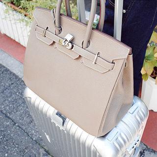 Padlock Belted Genuine-leather Tote