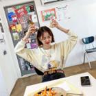 Asymmetric Varsity Print Sweatshirt