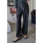 Drawstring-hem Faux-leather Pants