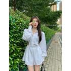 Wide Leg Shirt Romper White - One Size