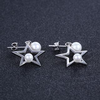 Sterling Silver Beaded Star Earrings
