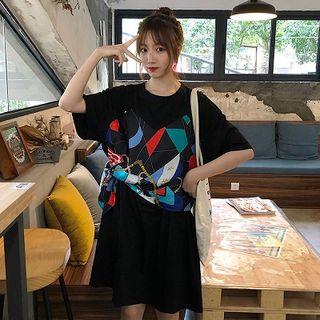 Short-sleeve Midi Printed T-shirt Dress