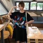 Short-sleeve Midi Printed T-shirt Dress