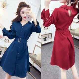 Short-sleeve A-line Shirtdress