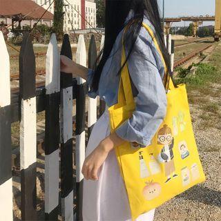 Graphic Print Canvas Tote Bag