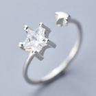925 Sterling Silver Rhinestone Star Open Ring S925 Silver - Ring - Silver - One Size